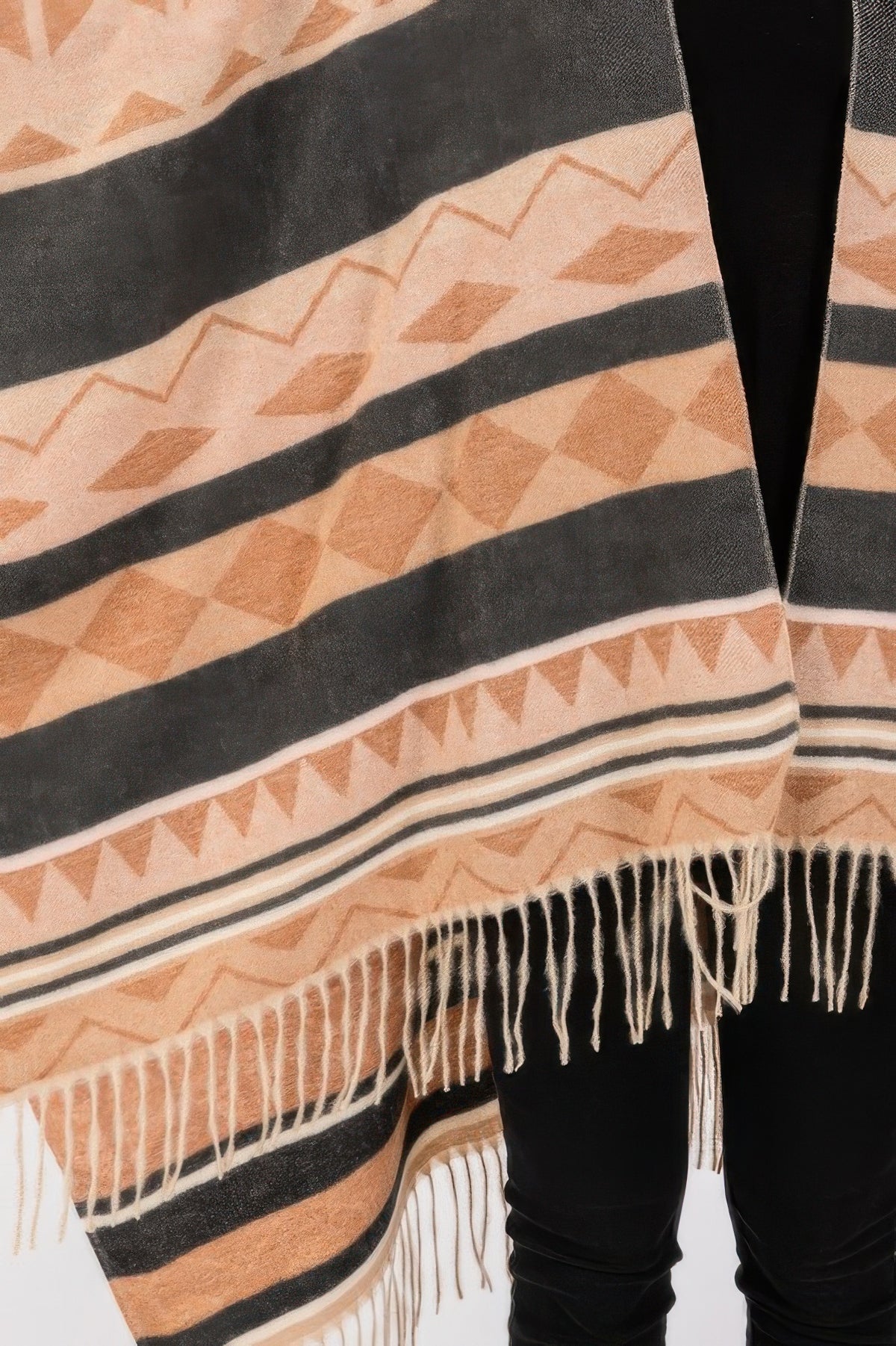 Aztec Ruana Aztec Pattern Fringe Ruana – LereSean